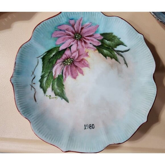 Vintage Set Of 4 Hand Painted Signed By‎ Artist By Ruth Brooks Porcelain Plates - Picture 3 of 16